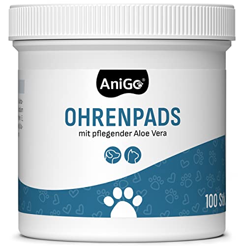 AniGo Ohren Reinigungspads für Hunde & Katzen 100 Stück – Besonders weiche & milde Reinigungstücher für die Ohrenhygiene, sanfter Ohrenreiniger zur Pflege & Reinigung von AniGo