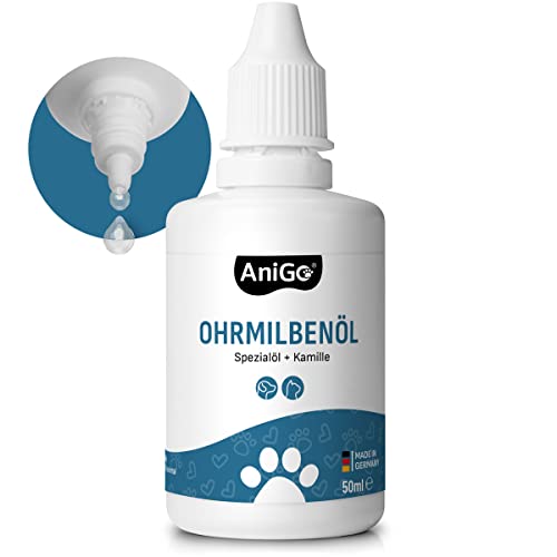 AniGo Ohrmilbenöl 50ml sofort wirksames Mittel für Katzen – gegen Ohrmilben mit Kamille für Katze, Sanfte Pflege bei Juckreiz im Ohr, Ohrentropfen Milben, Ohrenreiniger von AniGo