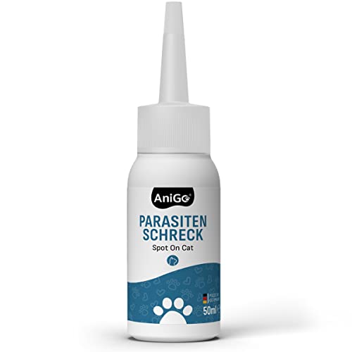 AniGo Parasitenschreck Spot On für Katzen 50ml – Flohmittel & Zeckenmittel für Katzen, Effektiv gegen Ektoparasiten Floh und Zeckenmittel, Lösung zum Auftropfen, Floh- & Zeckenschutz von AniGo