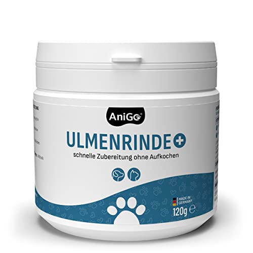 AniGo Amerikanische Ulmenrinde Plus - OHNE Aufkochen für Hunde & Katzen, Stark Schleimend, Naturrein I Bessere Verdauung & Darmflora, Ulmenrinde zur Darmsanierung, Slippery Elm Bark 120g von AniGo