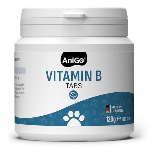 AniGo Vitamin B-Komplex Tabletten für Hunde I 120 Tabs für bis zu 6 Monaten I Vitamin B hochdosiert mit Vitamin B1, B2, B3, B5, B6, B9 (Folsäure) & B12 - Vitamine für Hunde von AniGo