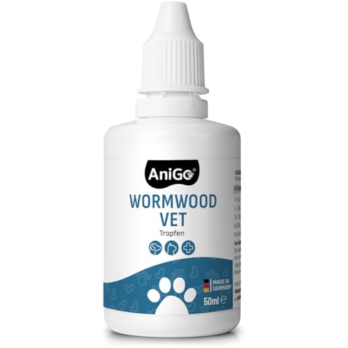 AniGo Wurm-Kraut Liquid Tropfen flüssig 50ml, Wurmkur sekundierend für alle Haustiere, Hund, Katze, natürliche Rezeptur, Wurmmittel sekundierend, kein Anthelminthikum von AniGo