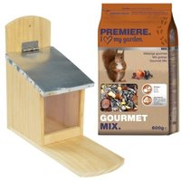 AniOne Eichhörnchen Futterspender mit PREMIERE Eichhörnchenfutter Gourmet Mix 600g von AniOne