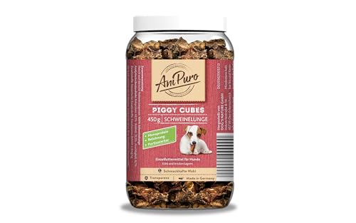 AniPuro 450g Snackbecher Piggy-Cubes, Belohnungssnack aus Schweinelunge, naturbelassen, Monoprotein, für große und kleine Hunde von Ani Puro