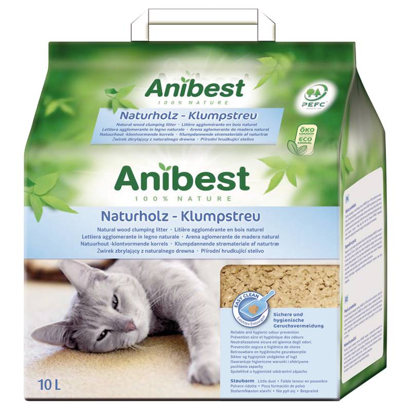 Anibest Naturholz Katzenstreu - Sparpaket: 2 x 10 l (ca. 4,3 kg) von Anibest