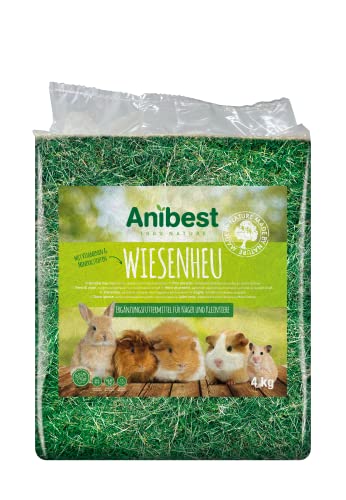 Anibest Wiesenheu, 100 % natürliches Futter für Kaninchen, Hamster, Meerschweinchen sowie andere Nager und Kleintiere, Made in Germany, 4 kg von Anibest