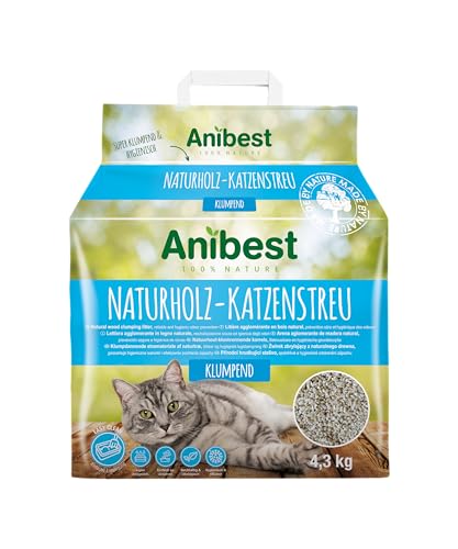 Anibest Katzenstreu, klumpendes Einstreu-Granulat für Katzen, 100 % natürliche & geruchsbindende Streu, saugstarke & nachhaltige Klumpstreu fürs Katzenklo, leicht dosierbar, 4,3 kg/ 10 l von Anibest