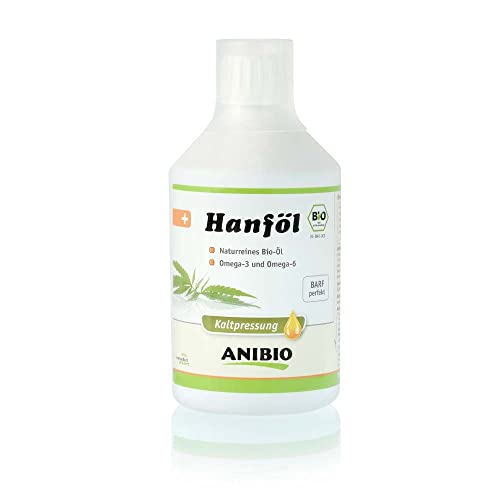 Anibio Bio Hanföl 250ml - Kaltgepresst Omega 3 und 6 Fettsäuren - Barf Hanf Öl für Hunde von Anibio