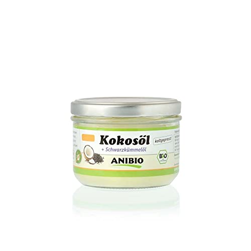 Anibio Bio Kokosöl - Kaltgepresst 200ml mit 5% Bio-Schwarzkümmelöl - Naturprodukt von Anibio