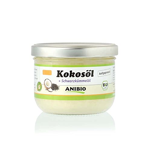 Anibio Bio Kokosöl Kaltgepresst 400ml mit 5% Bio-Schwarzkümmelöl Naturprodukt von Anibio