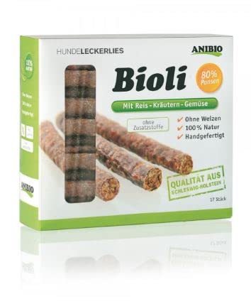 Anibio Bioli Pansen 17 Stück Hundewürstchen mit Kräutern und Gemüse Hunde Leckerlie 100% Natur Getreidefrei von Anibio