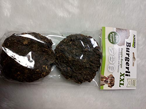 Anibio Burgerli XXL, Doggie-Burger mit Kräutern und Gemüse, 80 % Blättermagen, 100% Natur, getreidefrei, handgefertigt, 1 Beutel - Inhalt 2 Stück Anibio Burgerli XXL, Doggie-Burger mit Kräutern und Gemüse, 80 % Blättermagen, 100% Natur, getreidefrei, handgefertigt, 1 Beutel - Inhalt 2 Stück von Anibio