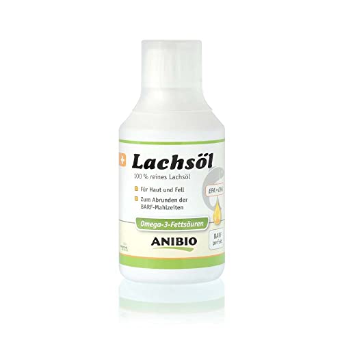 Anibio Lachsöl 250ml Pflege für Haut und Fell Lachsöl Hunde & Katzen - Omega 3 Fettsäuren Omega 6 Fettsäuren von Anibio