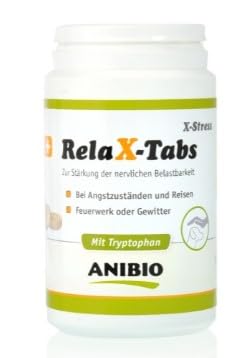 Anibio Relax-Tabs X-Stress 90g - bei Reisen, Angstzuständen, Feuerwerk, Gewitter,Angst mit Tryptophan - für Hunde von Anibio