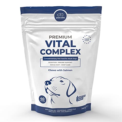 Anicare Premium Vital Complex Chews für Hunde – Mit Omega 3 & 6, Colostrum, Collagen UC-II & Präbiotika FOS von Anicare