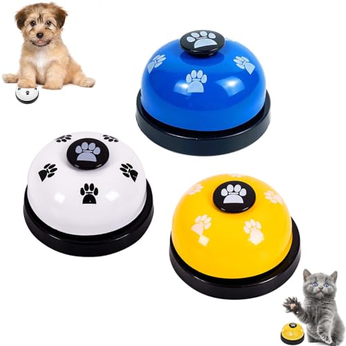 Anicy 3 Stück Katzenklingel Hundeklingel Tischglocke - Haustier-Trainingsglocke mit Großem Button, Tischklingel für die Kommunikation beim Haustiertraining von Anicy