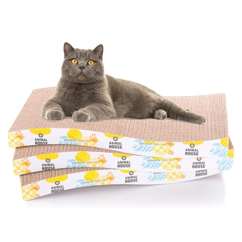 Animal House 3-teiliges Katzenkratzbaum-Set aus Pappe für die Unterhaltung Ihrer Katzenfreunde, 2 umkehrbare Schichten (Onda, 3) von Animal House
