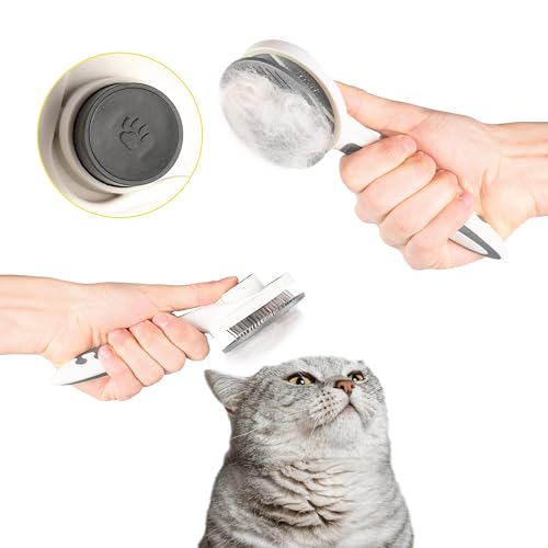 Animal House Selbstreinigende Bürste für Katzen und Hunde: Entfernen Sie Haare und reinigen Sie sie mit nur einem Knopf und Sorgen Sie dafür, DASS Ihr Haustier Immer glänzt von Animal House