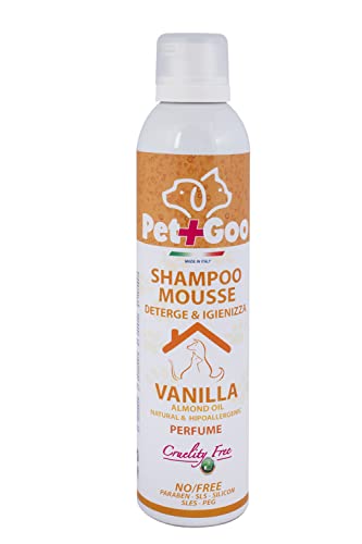 Haustiershampoo - Trockenmousse mit Avocadoöl 300ml - Ideal für alle Haartypen - Duftend - Sanftes Shampoo - Weiches Fell - Kein Wasserverbrauch (Vanilla) von Animal House