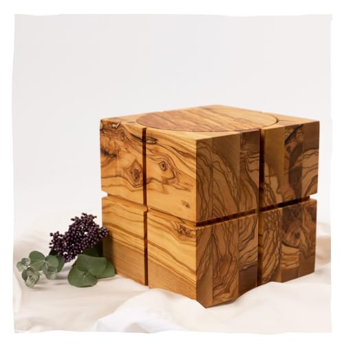 Animal Tree Holz Tierurne Olive Cube, personalisierbare Tierurne mit Holzdeckel für Hunde und Katzen, Für Tiere mit einem Lebendgewicht von bis zu 12 kg. von Animal Tree