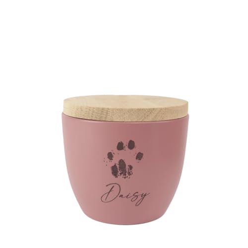 Animal Tree Keramik Tierurne Dusty Pink mit originalem Pfotenabdruck deines Tieres, personalisierbare Tierurne mit Holzdeckel für Hunde und Katzen, Für Tiere bis zu einem Lebendgewicht von ca. 10 kg von Animal Tree