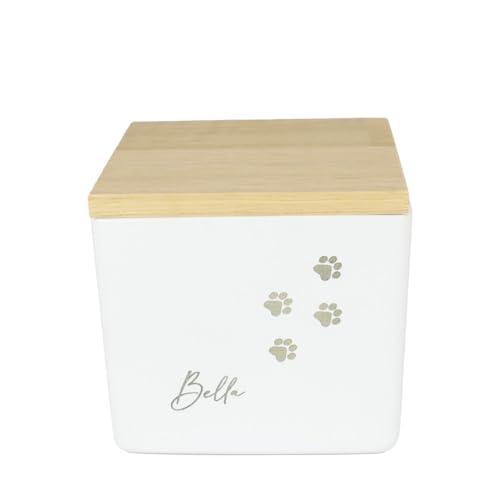 Animal Tree Keramik Tierurne White Cube, personalisierbare Tierurne mit Holzdeckel für Hunde und Katzen, Für Tiere bis zu einem Lebendgewicht von 60 kg von Animal Tree