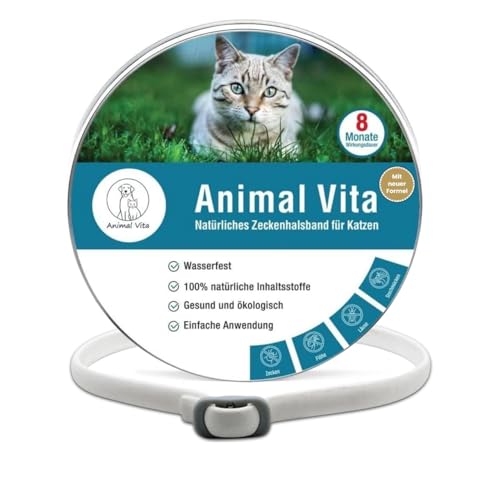 Animal Vita® Katzen Zeckenhalsband [100% natürliche Inhaltsstoffe] - effektiver Schutz vor Ungeziefer - Flohhalsband, wasserfest, zuverlässiger Schutz vor Zecken und Ungeziefern von Animal Vita
