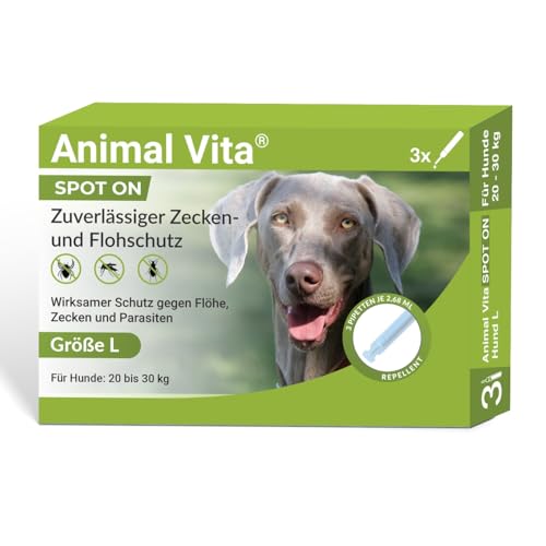 Animal Vita® Spot On Zeckenschutz für Hunde [zuverlässiger Zeckenschutz] Zeckenmittel für Hunde -Zeckenschutz Hund - Spot On für große Hunde (20 bis 30kg) von Animal Vita