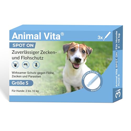 Animal Vita® Spot On Zeckenschutz für Hunde [zuverlässiger Zeckenschutz] Zeckenmittel für Hunde - Zeckenschutz Hund - Spot On für kleine Hunde (2 bis 10kg) von Animal Vita
