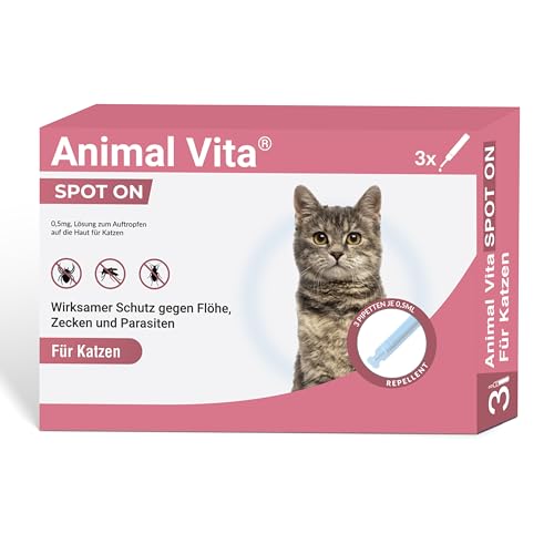 Animal Vita® Spot On Zeckenschutz für Katzen [zuverlässiger Zeckenschutz] Zeckenmittel für Katzen -Zeckenschutz Katze- Spot On für Katzen von Animal Vita