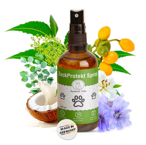 Animal Vita® Zeckenspray für Hunde [Jahresvorrat] Zeckenmittel für Hunde, zuverlässiger Zeckenschutz mit Bio Kokosöl und Saltidin, Zeckenspray gegen Zecken, Milben und Flöhe von Animal Vita