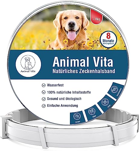 Animal Vita® Zeckenhalsband für Hunde - Effektiver Schutz vor Ungeziefern [wasserdicht und größenverstellbar] bis zu 8 Monate Zeckenschutz mit 100% natürlichen Inhaltsstoffen von Animal Vita