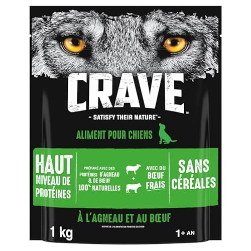 Animalerie Crave – Trockenfutter mit Lamm & Rind, für Hunde, 1 kg, 3 Stück – pro Set von Animalerie