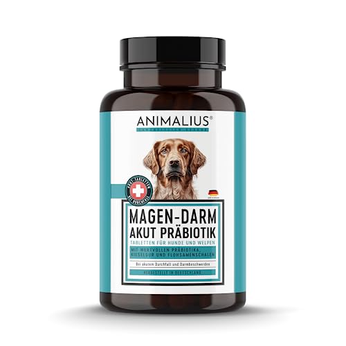 Animalius | Magen & Darm PRÄBIOTIK TABS für Hunde | Verdauung und Durchfalltabletten Hund mit Präbiotika und Magnesium | 60 Stück von Animalius