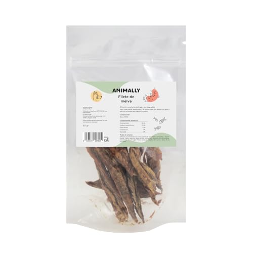 Animally 100 % natürlicher Snack für Hunde und Katzen, Melva-Filets, dehydriert und ohne Zusatzstoffe, 1 Packung von Animally
