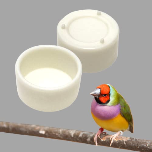 Animalplast Futternapf für Vögel, Kunststoff, klein, für Papageien, Wellensittiche, 57 ml, 7 cm, Weiß, 2 Stück von Animalplast