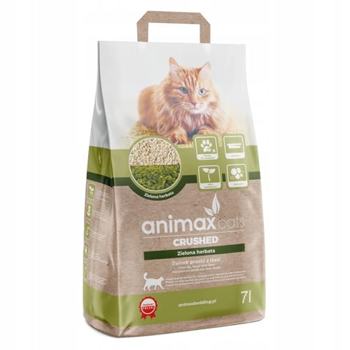 Animax Premium Katzenstreu aus Holzfasern | Klumpend Staubfrei Biologisch Abbaubar | Hohe Saugkraft Sanft zu Pfoten | Umweltfreundlich & Hygienisch (7L, Grüner Tee) von Animax