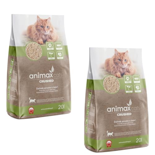 Animax Premium Katzenstreu aus Holzfasern | Klumpend Staubfrei Biologisch Abbaubar | Hohe Saugkraft Sanft zu Pfoten | Umweltfreundlich & Hygienisch (7L, Klassisch) (2X 20L, Klassisch) von Animax