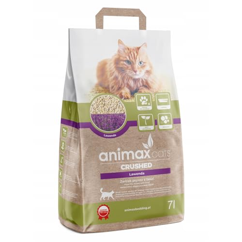 Animax Premium Katzenstreu aus Holzfasern | Klumpend Staubfrei Biologisch Abbaubar | Hohe Saugkraft Sanft zu Pfoten | Umweltfreundlich & Hygienisch (7L, Lavendel) von Animax