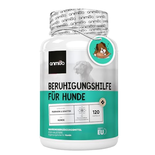 animigo Beruhigungsmittel für Hunde - 120 Hund Beruhigung Tabletten mit Ashwagandha, Passionsblume & Vitamin B1 - Hund Entspannungs-Hilfe gegen Stress, Angst und Gewitter - Relax Tabletten Hund von animigo