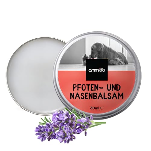 animigo Nasen & Pfotenbalsam für Hunde & Katzen - Für trockene, rissige Nasen & Pfoten im Sommer - 60ml Pfotenpflege & Nasenbalsam mit Lavendelöl, Bienenwachs, Vitamin E - Nasensalbe & Pfotenschutz von animigo