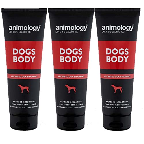 Animology Dogs Body | All Breed Dog Shampoo | Desodorierend und Tiefenreinigung | Easy Rinse Formulierung | Pro-Vitamin B5 | pH-ausgewogen | Mit eingebautem Conditioner | 250 ml 3er Pack von Animology