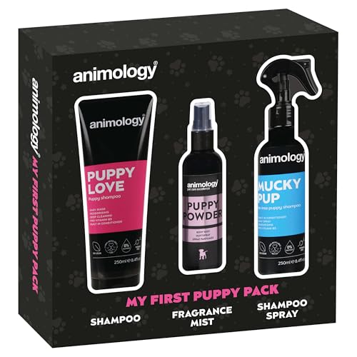Animology My First Puppy Pack Sanftes Welpenpflege-Geschenkset mit Shampoo, Spray ohne Ausspülen und Duftnebel Animology My First Puppy Pack Sanftes Welpenpflege-Geschenkset mit Shampoo, Spray ohne Ausspülen und Duftnebel von Animology