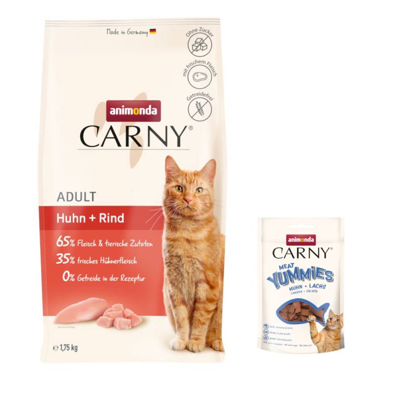 1,75 kg animonda Carny + 50 g Adult Meat Yummies mit Huhn & Lachs gratis! - Adult Huhn + Rind von Animonda Carny