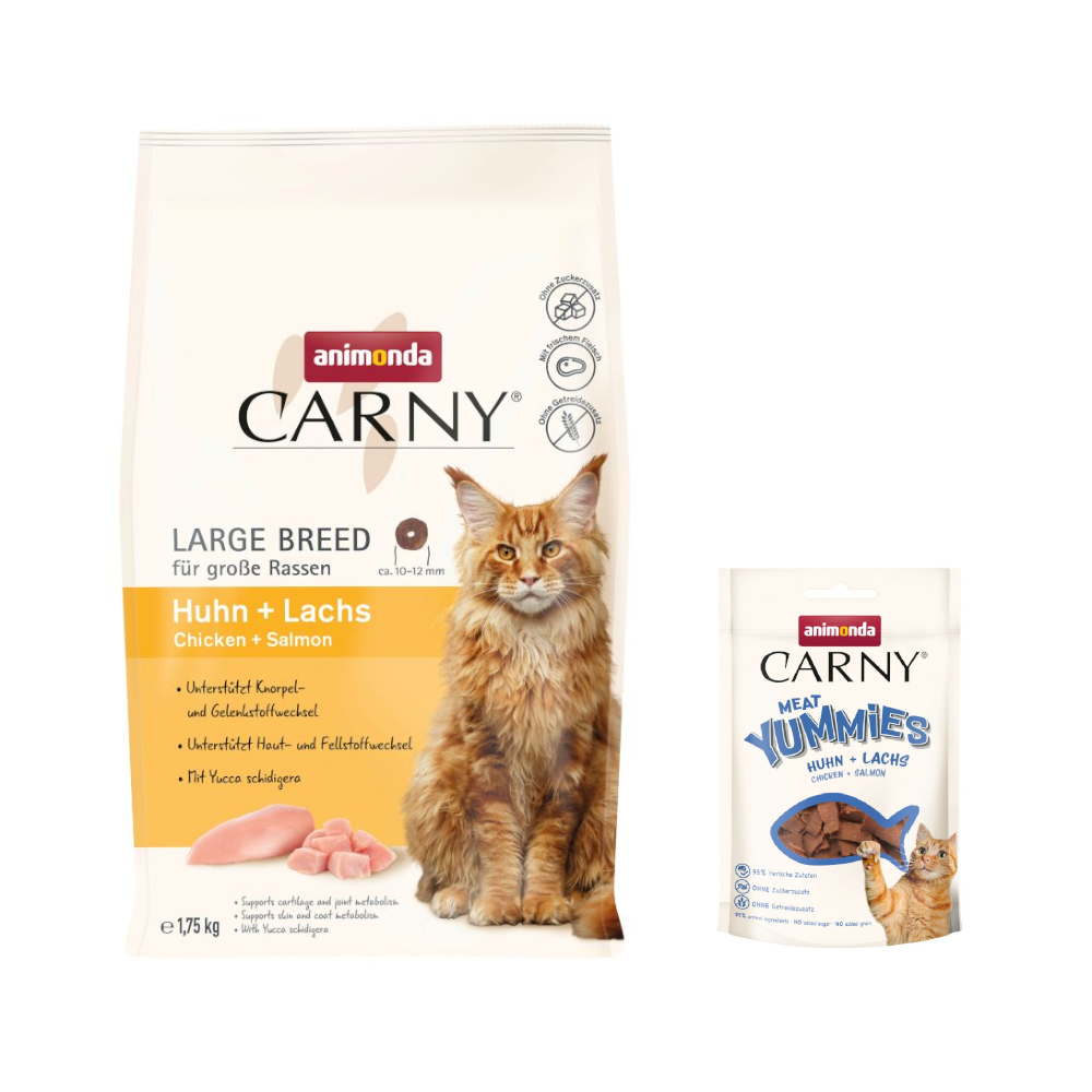 1,75 kg animonda Carny + 50 g Adult Meat Yummies mit Huhn & Lachs gratis! - Large Breed Huhn + Lachs von Animonda Carny