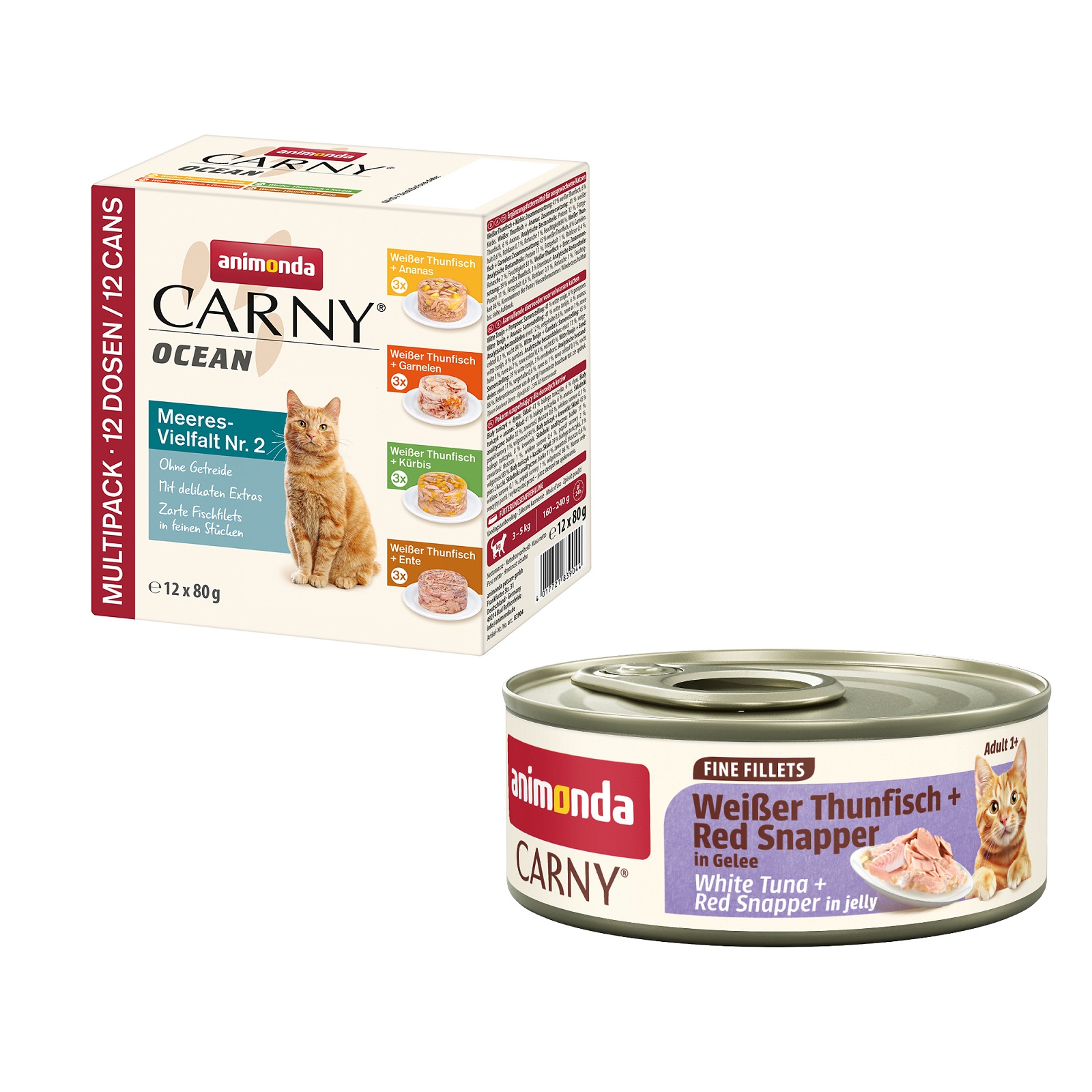12 x 80 g animonda Carny Ocean + 60 g Adult Fine Fillets in Gelee gratis! - Ocean Mixpaket 2 (4 Sorten) von Animonda Carny