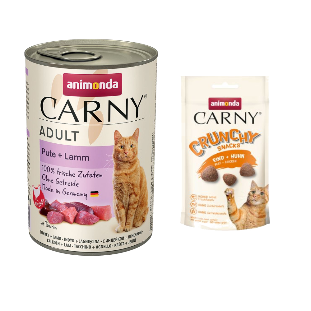 6 x 400 g Animonda Carny Adult + 50 g Crunchy Snack Rind & Huhn gratis! - Pute & Lamm von Animonda Carny