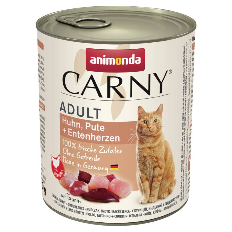 animonda Carny Adult 6 x 800 g - Huhn, Pute & Entenherzen von Animonda Carny