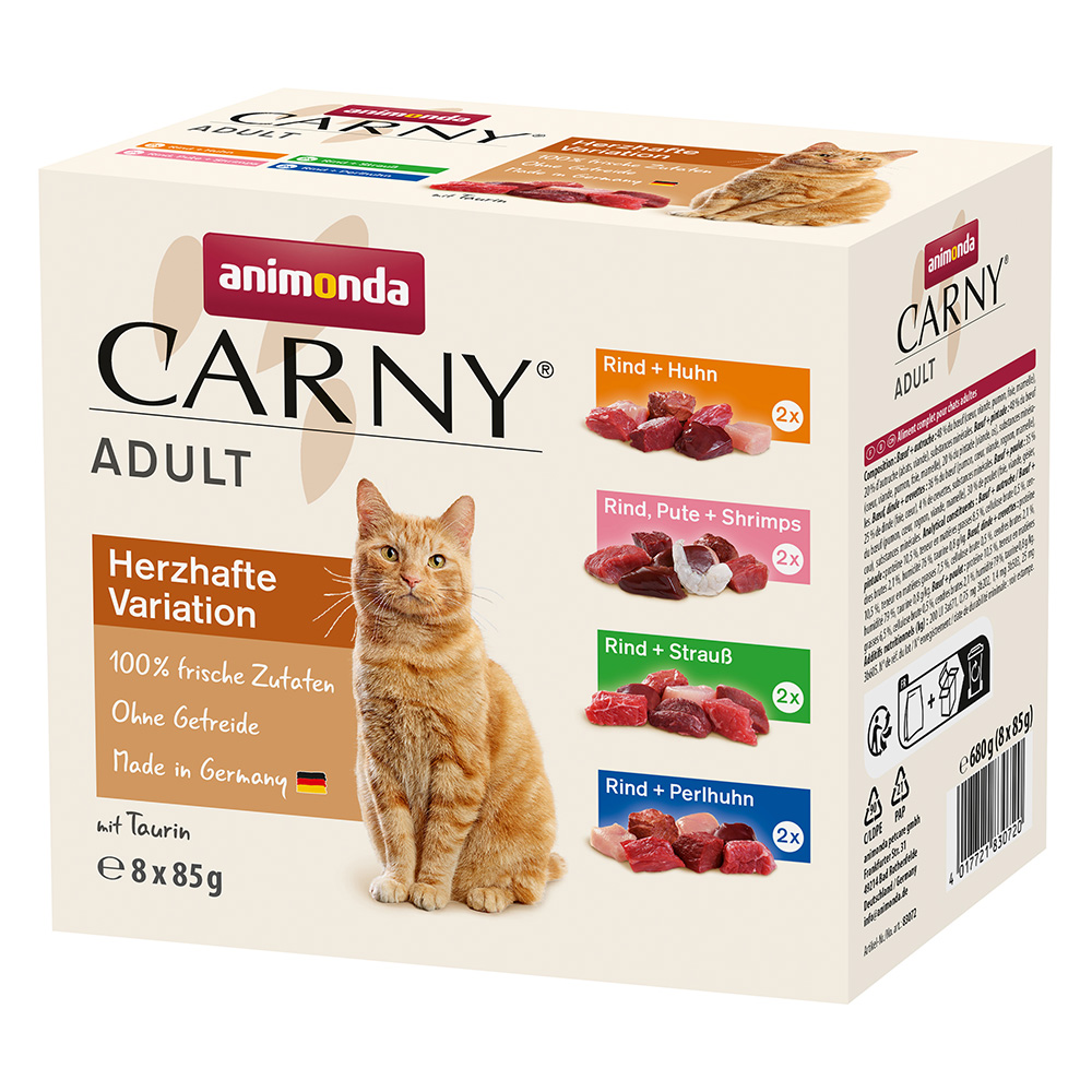 animonda Carny Pouch Multipack  8 x 85 g - Herzhafte Variante (4 Sorten) von Animonda Carny