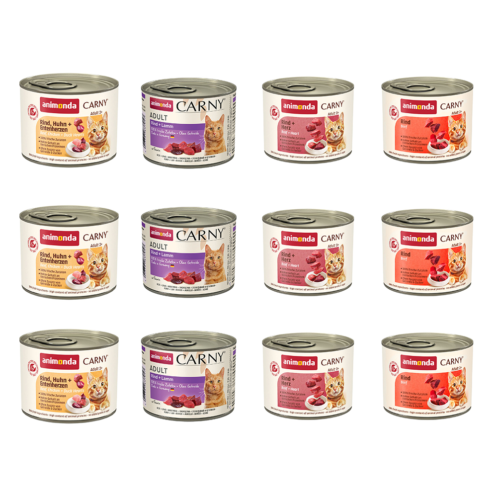 Mix Sparpaket animonda Carny Adult 12 x 200 g - Mixpaket Rind (4 Sorten) von Animonda Carny